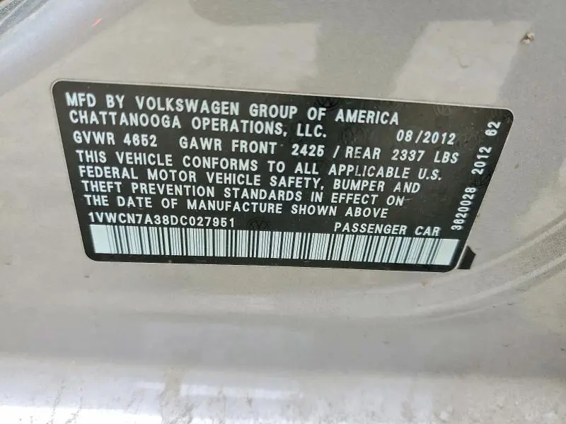 2013 VOLKSWAGEN PASSAT SEL  