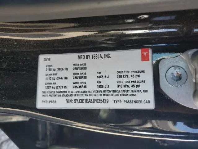 2018 TESLA MODEL 3   