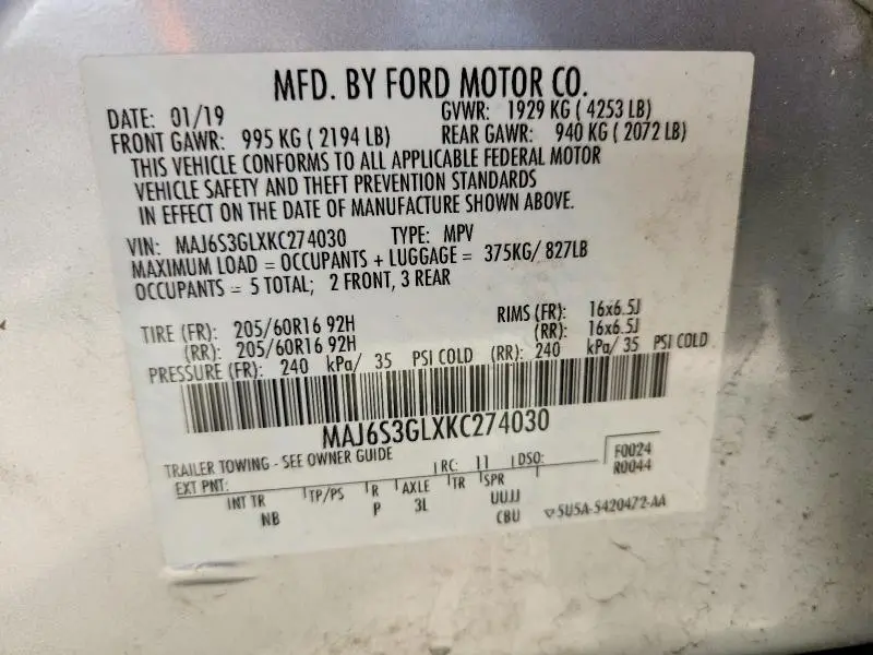 2019 FORD ECOSPORT SE  