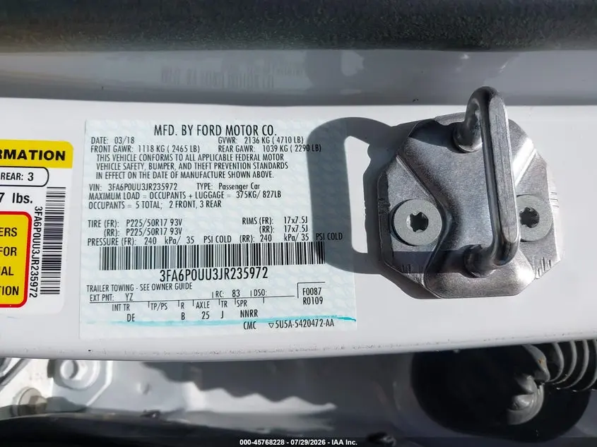 2018 FORD FUSION HYBRID S
