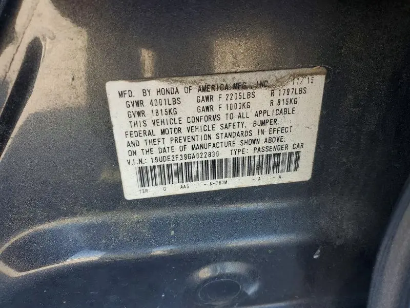 2016 ACURA ILX BASE WATCH PLUS  