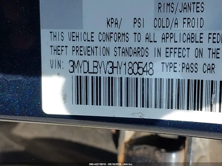 2017 TOYOTA YARIS IA  