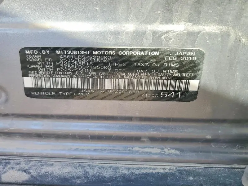 2019 MITSUBISHI OUTLANDER SE  