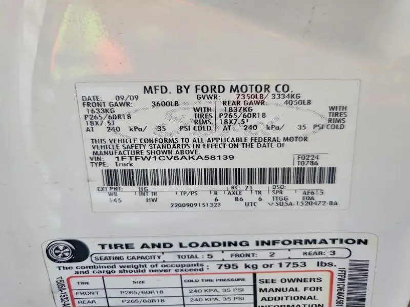 2010 FORD F150 SUPERCREW  