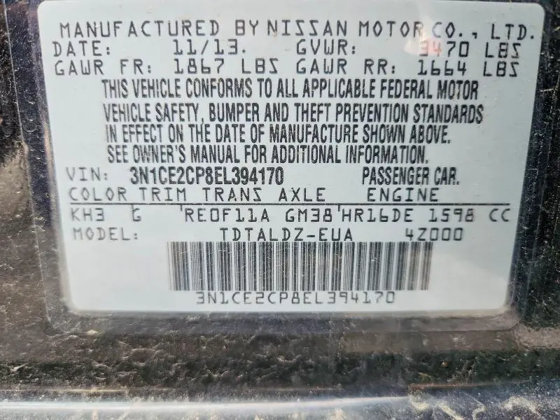 2014 NISSAN VERSA NOTE SV  