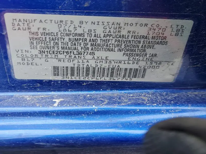 2015 NISSAN VERSA NOTE S  