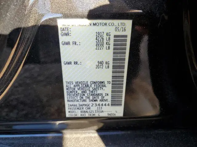 2016 NISSAN ALTIMA 2.5  