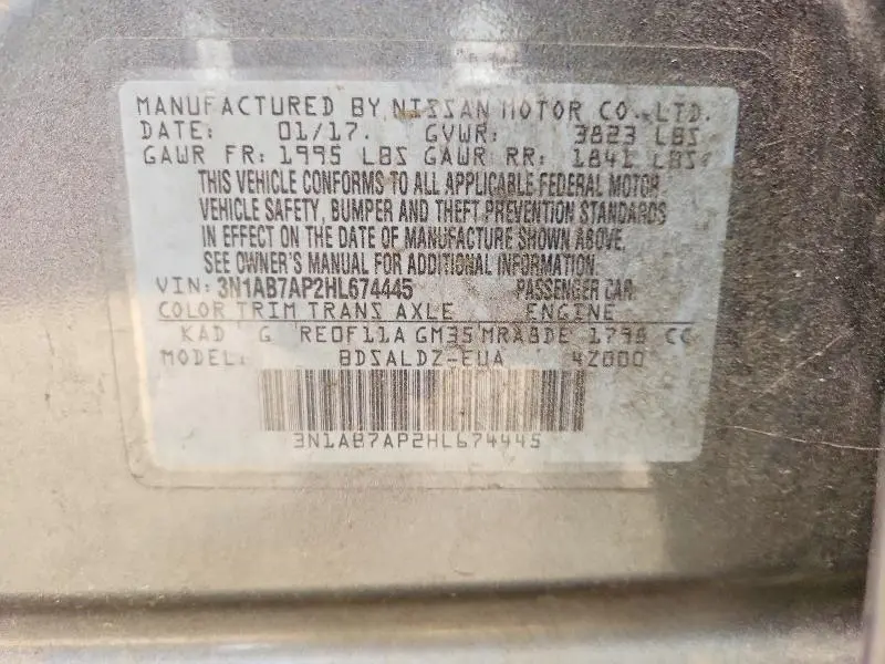 2017 NISSAN SENTRA SV  