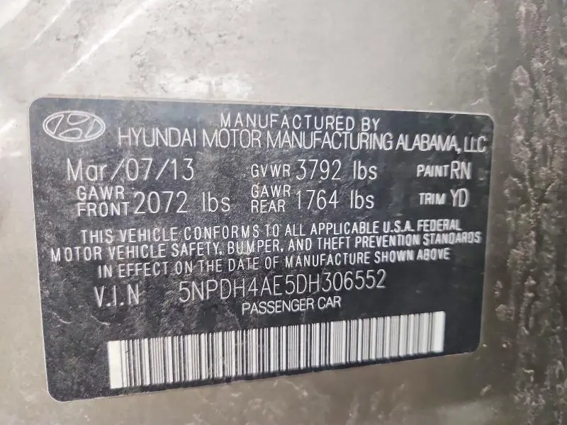 2013 HYUNDAI ELANTRA GLS  