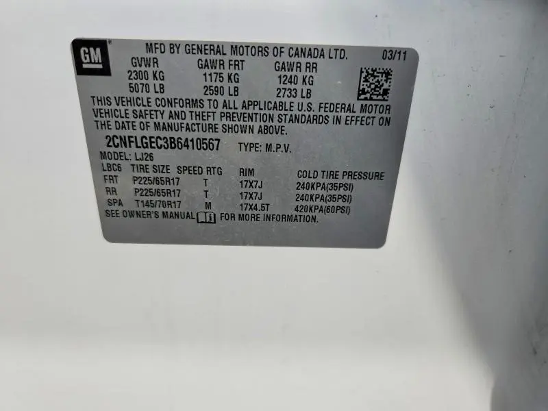 2011 CHEVROLET EQUINOX LTZ  