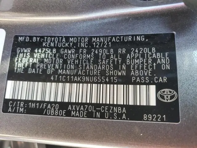 2022 TOYOTA CAMRY LE  