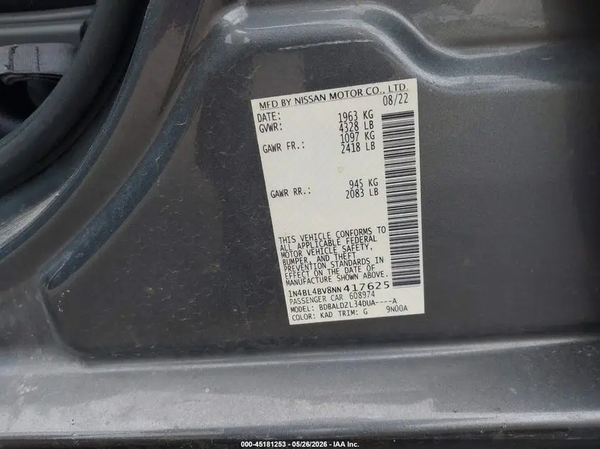 2022 NISSAN ALTIMA S FWD