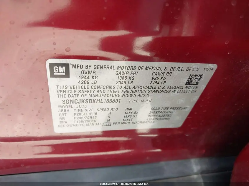 2017 CHEVROLET TRAX LS