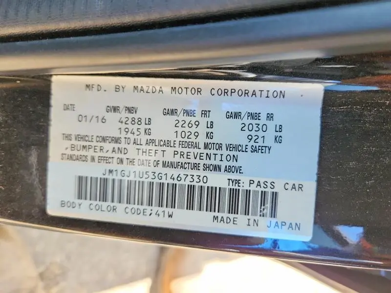 2016 MAZDA 6 SPORT  