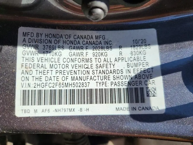 2021 HONDA CIVIC LX  