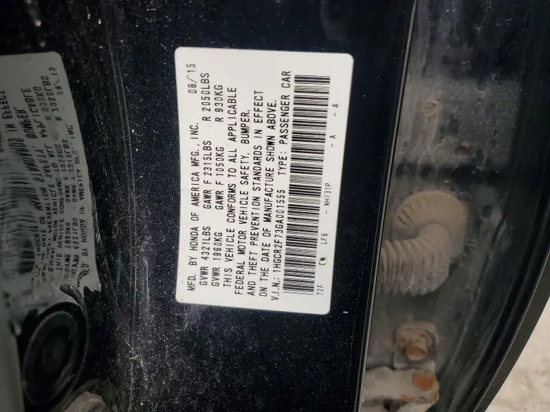 2016 HONDA ACCORD EX  