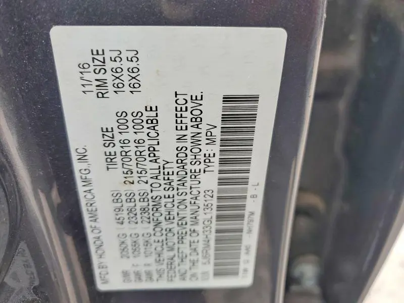 2016 HONDA CR-V LX  