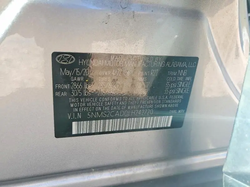 2020 HYUNDAI SANTA FE SE  