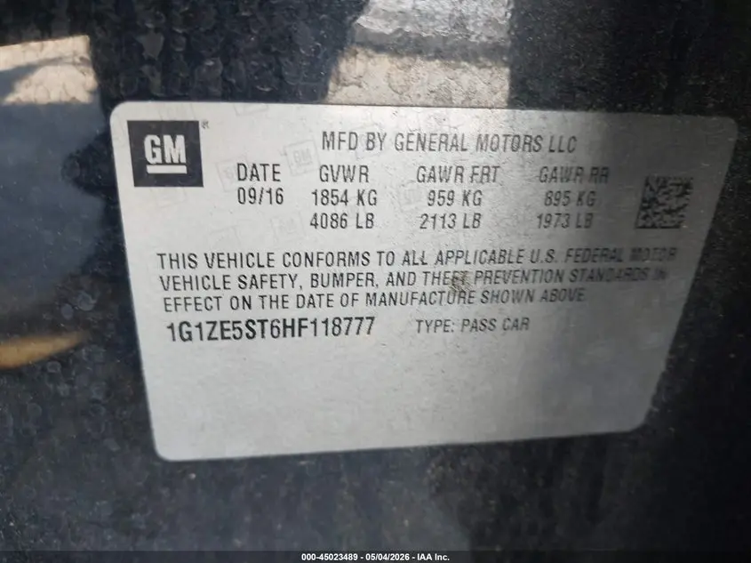 2017 CHEVROLET MALIBU 1LT