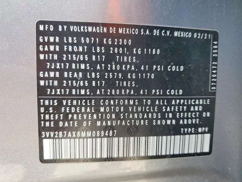 2021 VOLKSWAGEN TIGUAN SE  