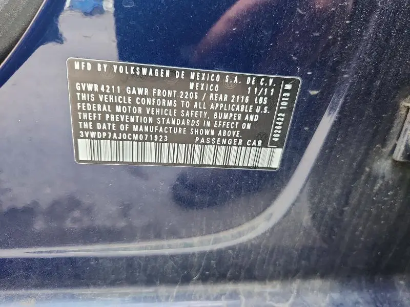 2012 VOLKSWAGEN JETTA SE  