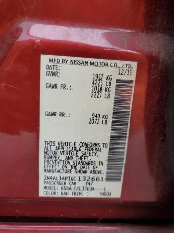 2016 NISSAN ALTIMA 2.5  