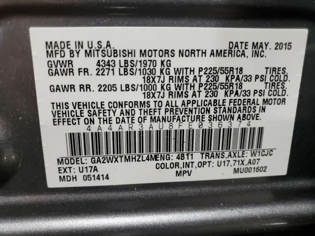 2015 MITSUBISHI OUTLANDER SPORT ES  