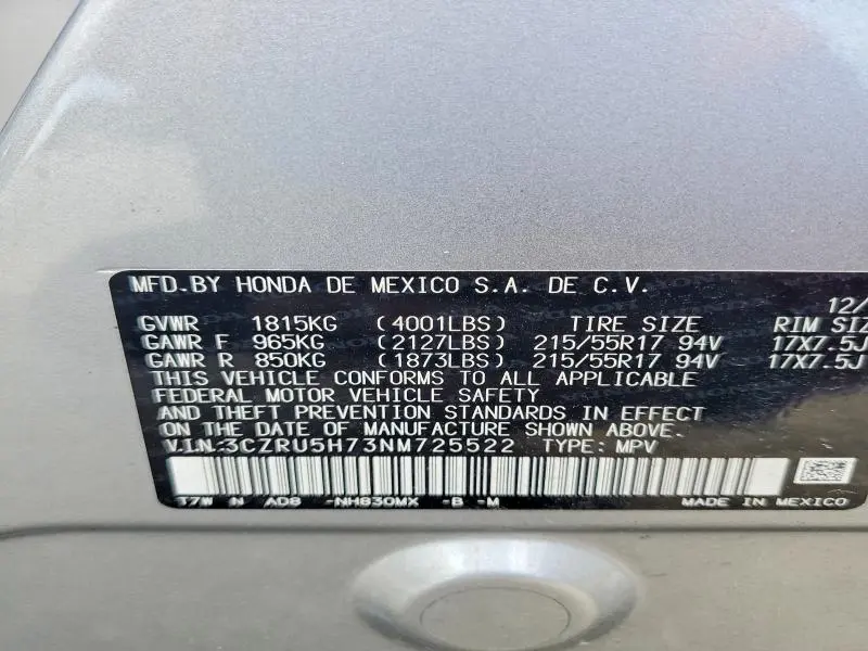 2022 HONDA HR-V EXL  
