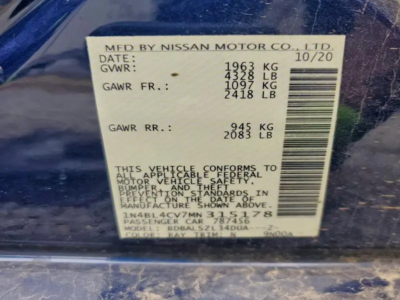 2021 NISSAN ALTIMA SR  