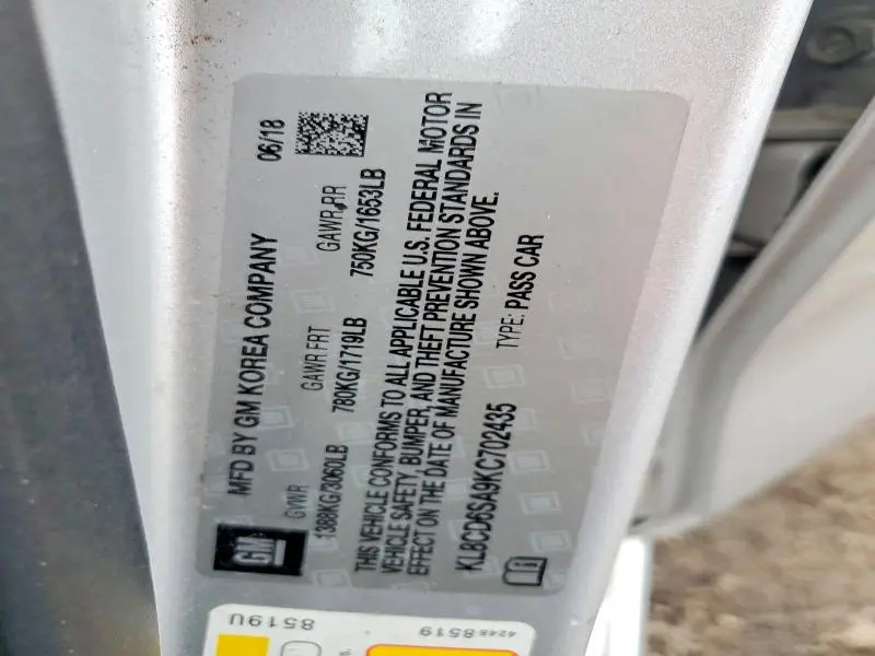 2019 CHEVROLET SPARK 1LT  