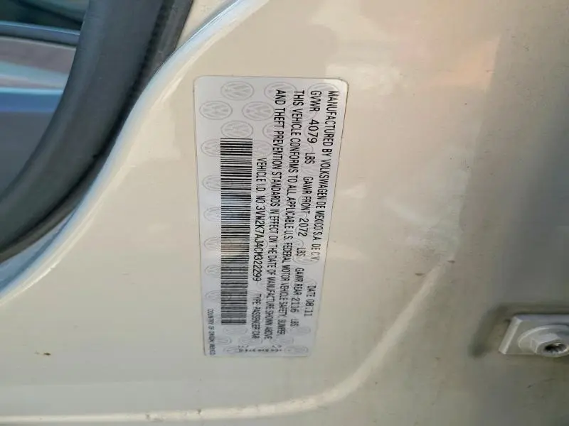 2012 VOLKSWAGEN JETTA BASE  
