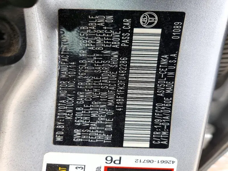 2015 TOYOTA CAMRY LE  