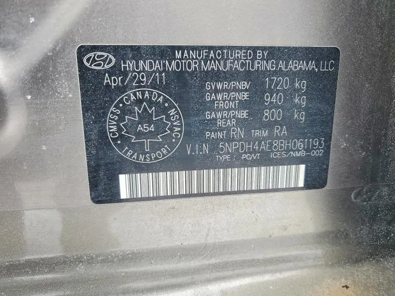 2011 HYUNDAI ELANTRA GLS  