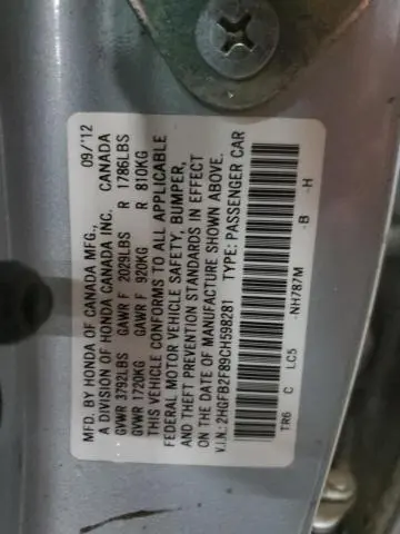 2012 HONDA CIVIC EX  