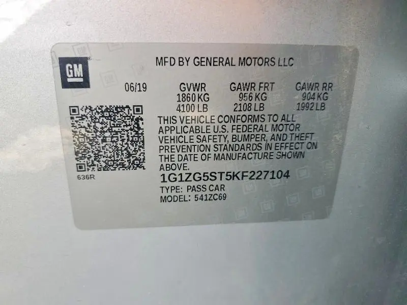 2019 CHEVROLET MALIBU RS  