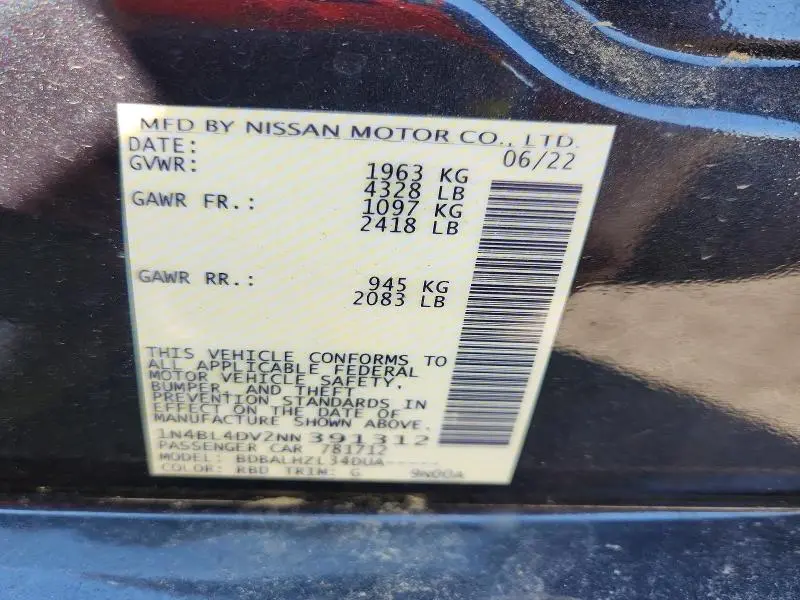 2022 NISSAN ALTIMA SV  