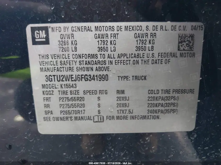2015 GMC SIERRA 1500 DENALI