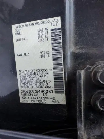 2012 NISSAN ALTIMA BASE  