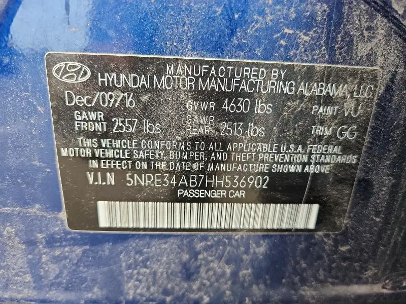 2017 HYUNDAI SONATA SPORT 2.0T  