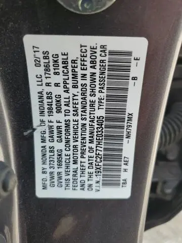 2017 HONDA CIVIC EX  