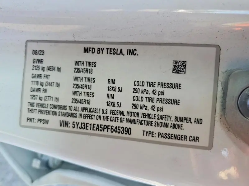 2023 TESLA MODEL 3   