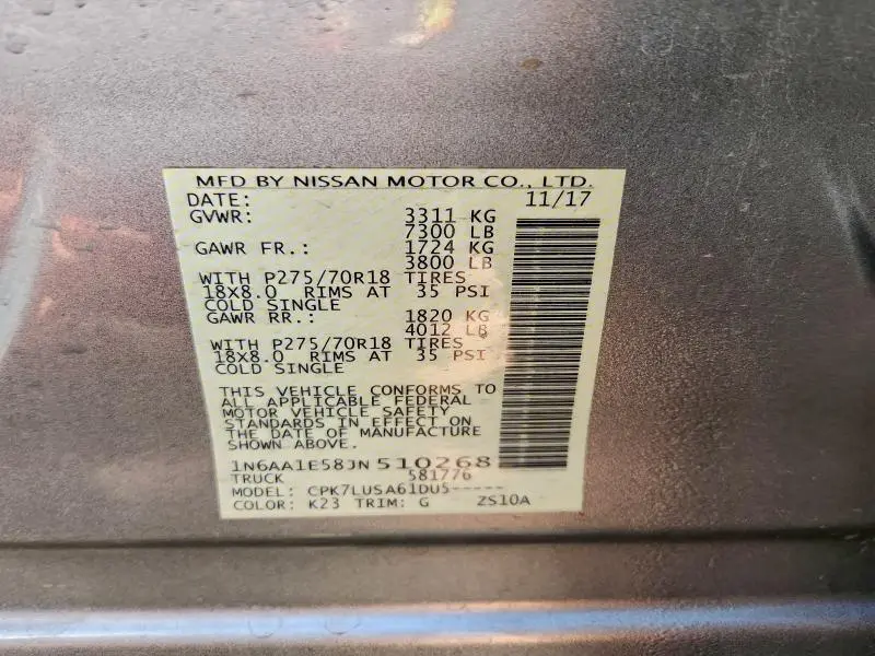 2018 NISSAN TITAN SV  