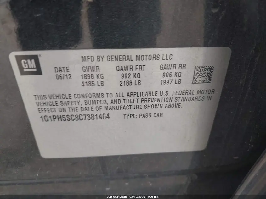 2012 CHEVROLET CRUZE LTZ