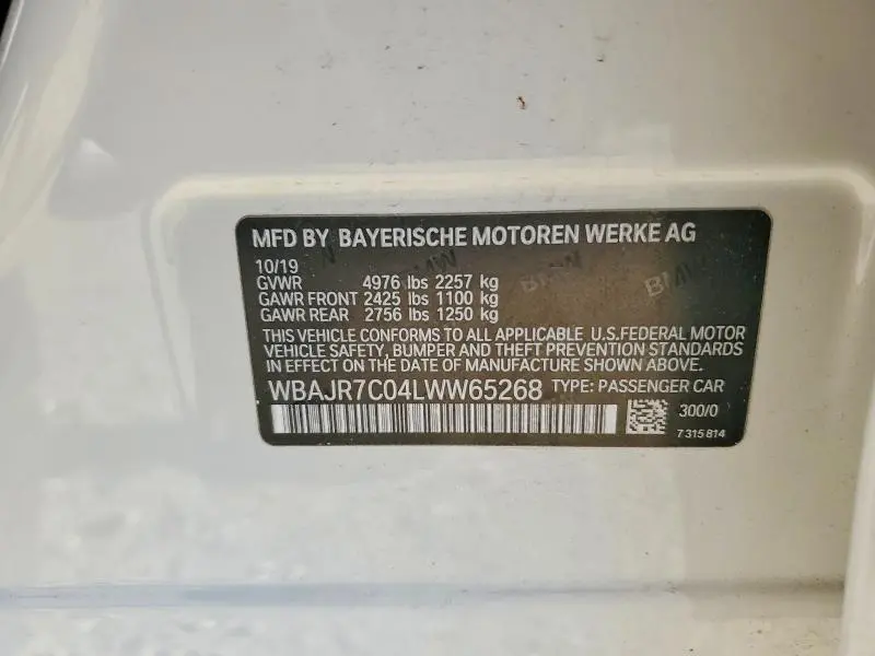 2020 BMW 530 XI  