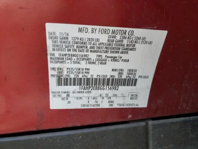 2016 FORD TAURUS SEL  