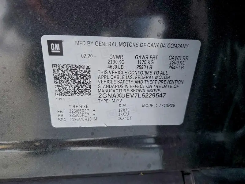 2020 CHEVROLET EQUINOX LT  