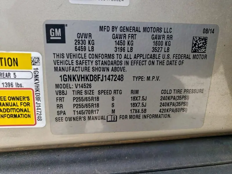 2015 CHEVROLET TRAVERSE LT  