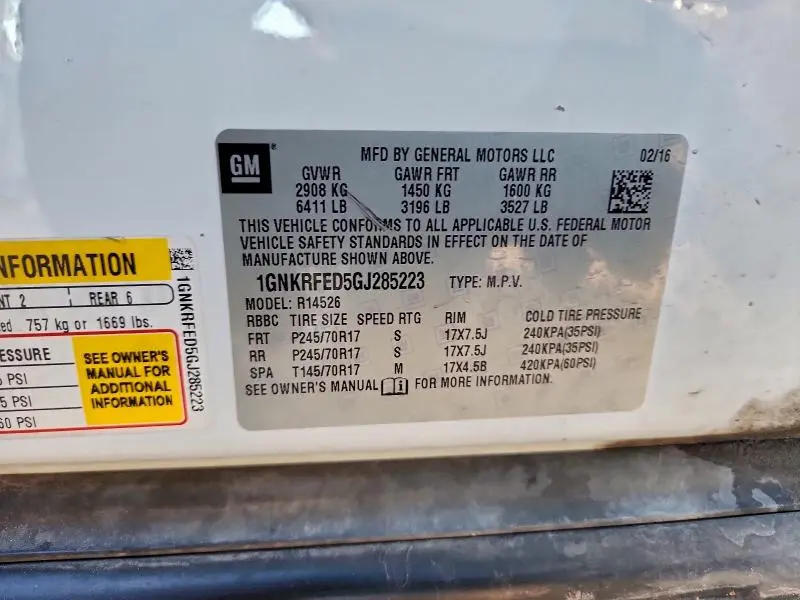 2016 CHEVROLET TRAVERSE LS  