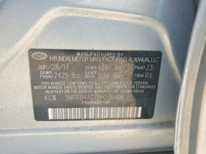 2011 HYUNDAI SONATA GLS  