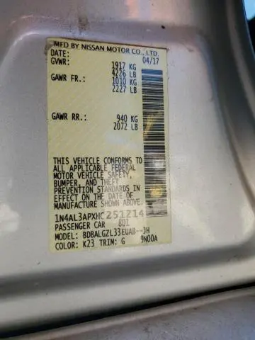 2017 NISSAN ALTIMA 2.5